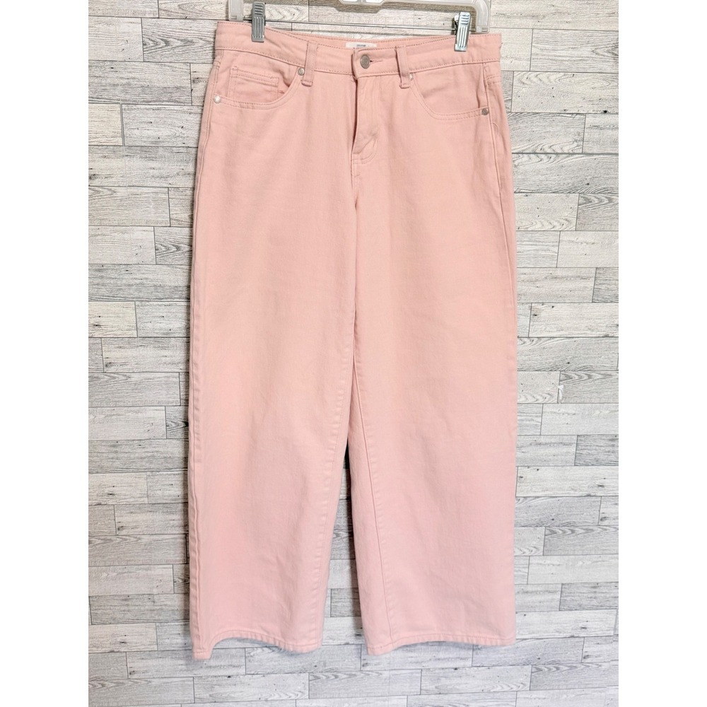 Cali 1850 Womens Blush Pink/Peach Wide 10" Leg Cropped Cotton Denim Jeans Size 9 - Picture 7 of 10